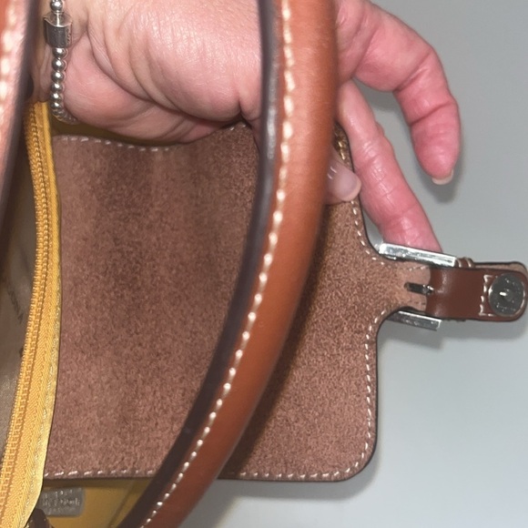 Hexagona Yellow nylon Satchel with brown Leather Trim preowned - Picture 14 of 14